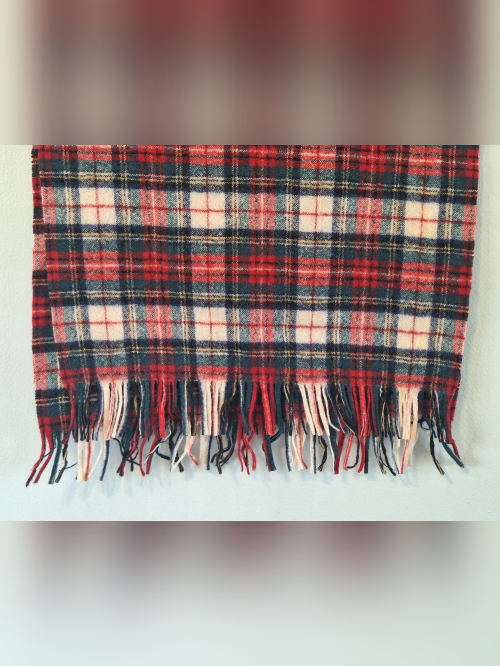 Vintage Pendleton Authentic Stewart Dress Tartan Wool Scarf - Red Multi - Picture 6 of 9